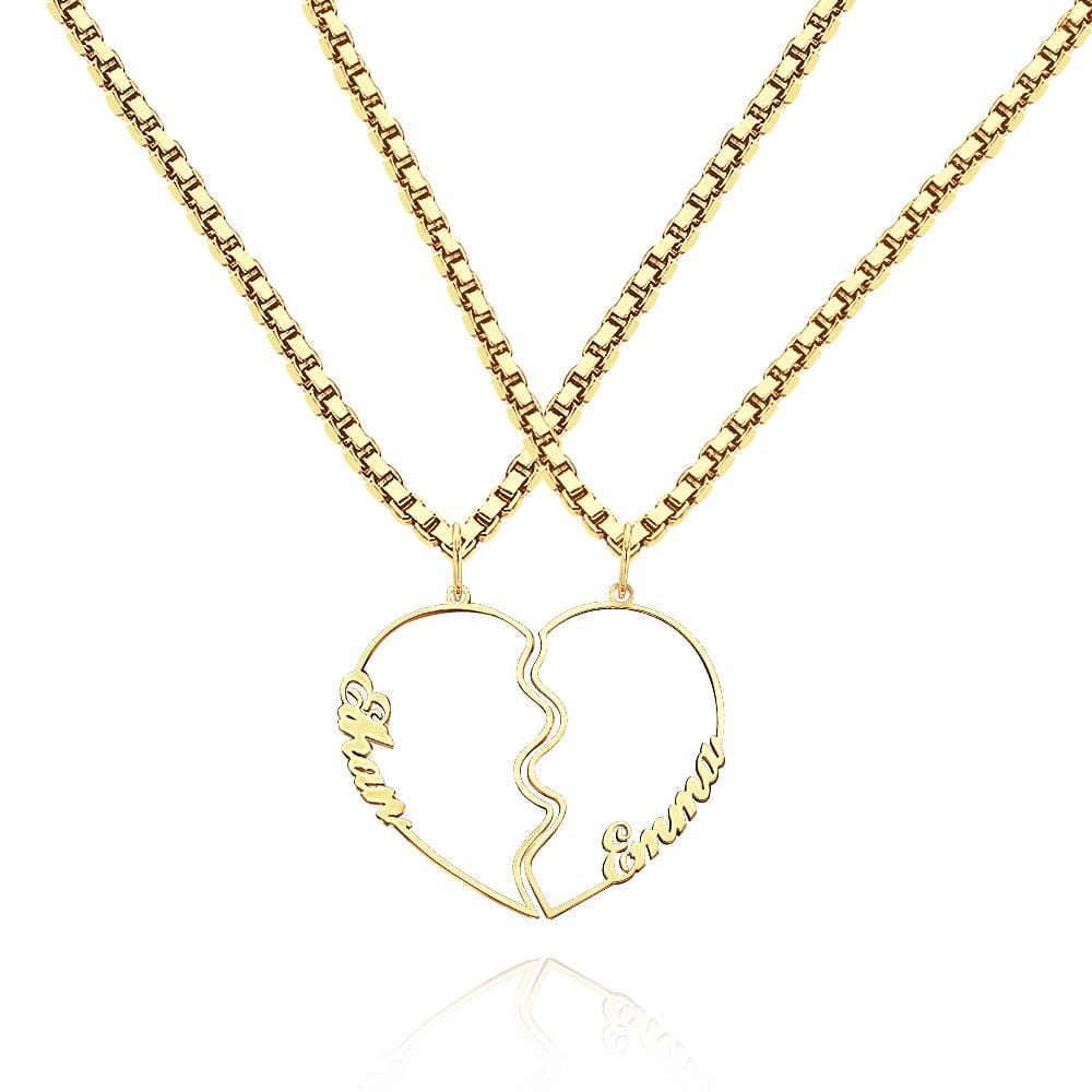 Matching Name Necklace Personalized Romantic Love Heart Couple Necklace