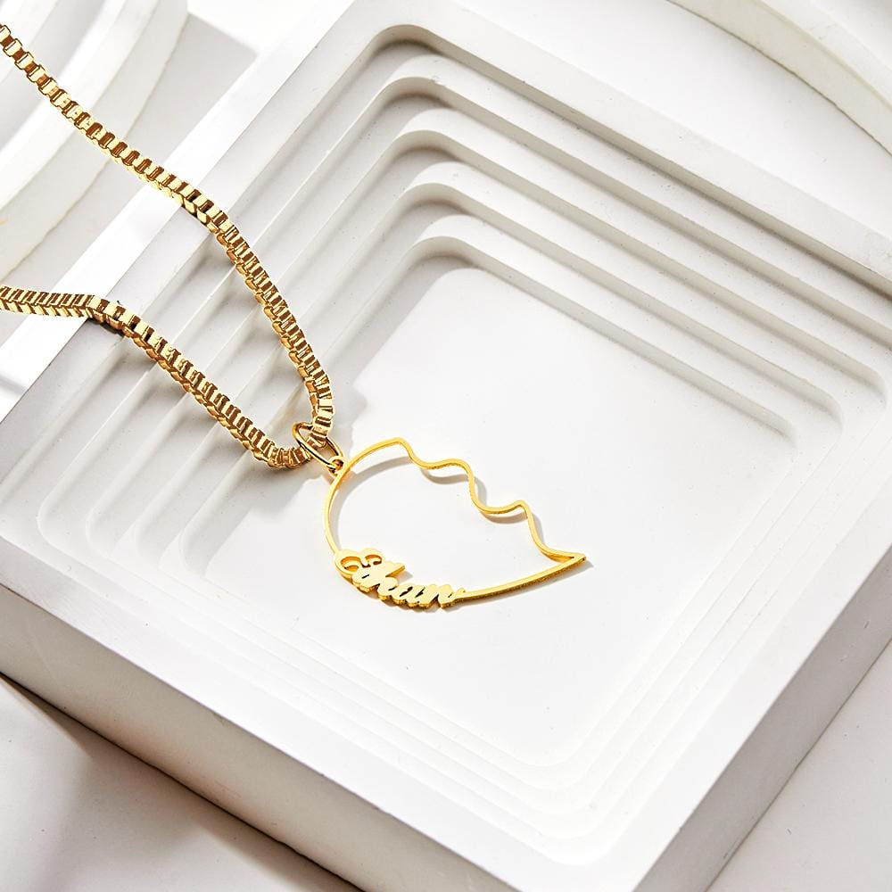 Matching Name Necklace Personalized Romantic Love Heart Couple Necklace