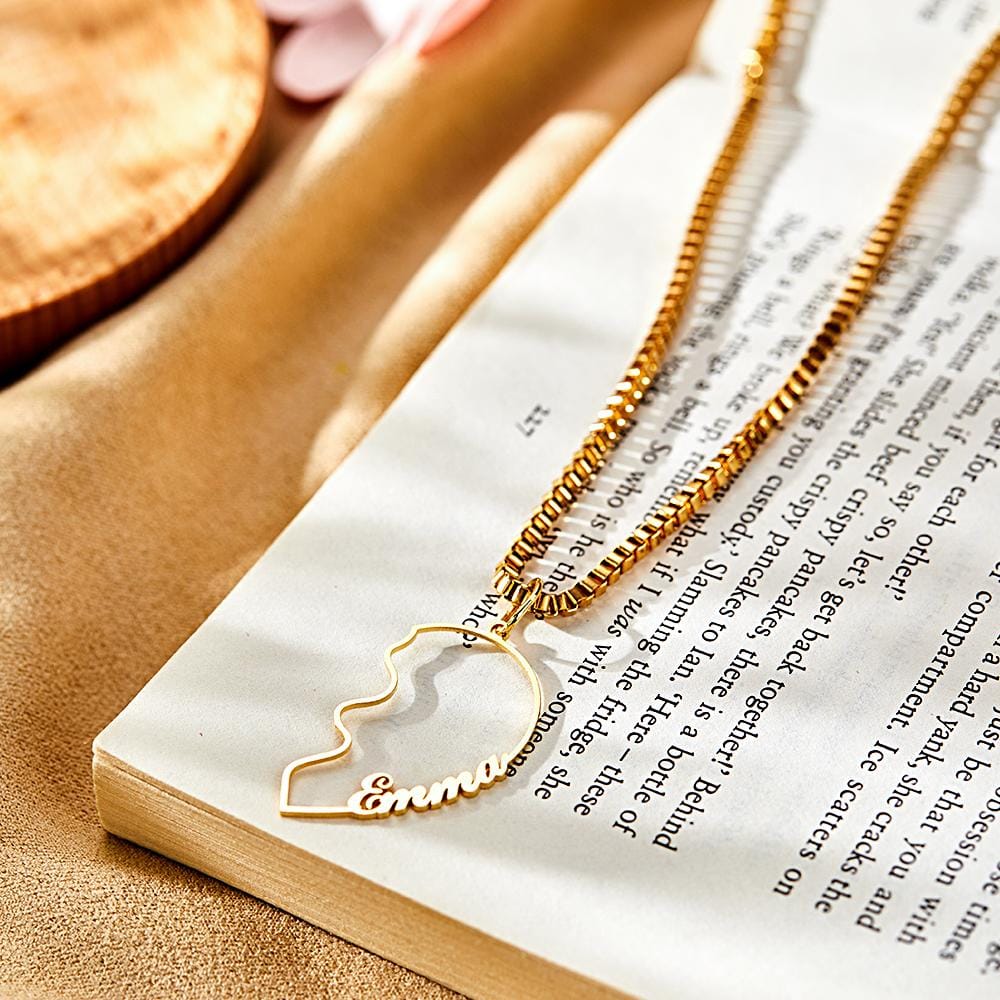 Matching Name Necklace Personalized Romantic Love Heart Couple Necklace