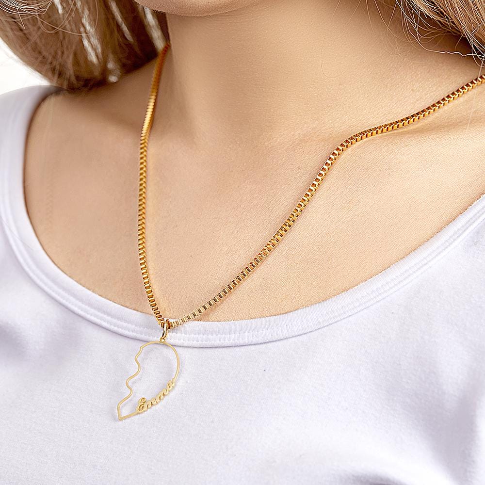 Matching Name Necklace Personalized Romantic Love Heart Couple Necklace