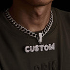 Custom Letter Men's Pendant Necklace with Bling Cuban Link Chain Jewelry Gift