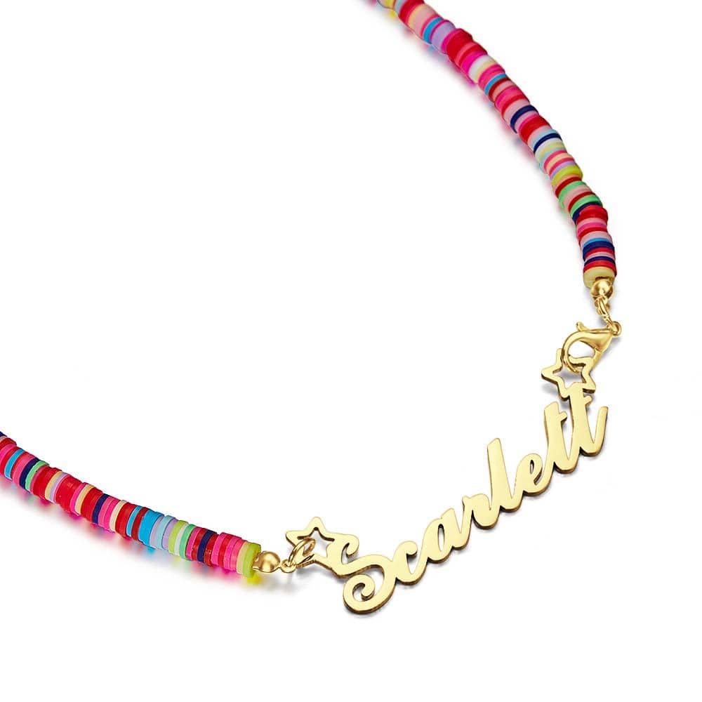 Rainbow Magic Girls Name Necklace Personalized Children Nameplate Necklace Gift