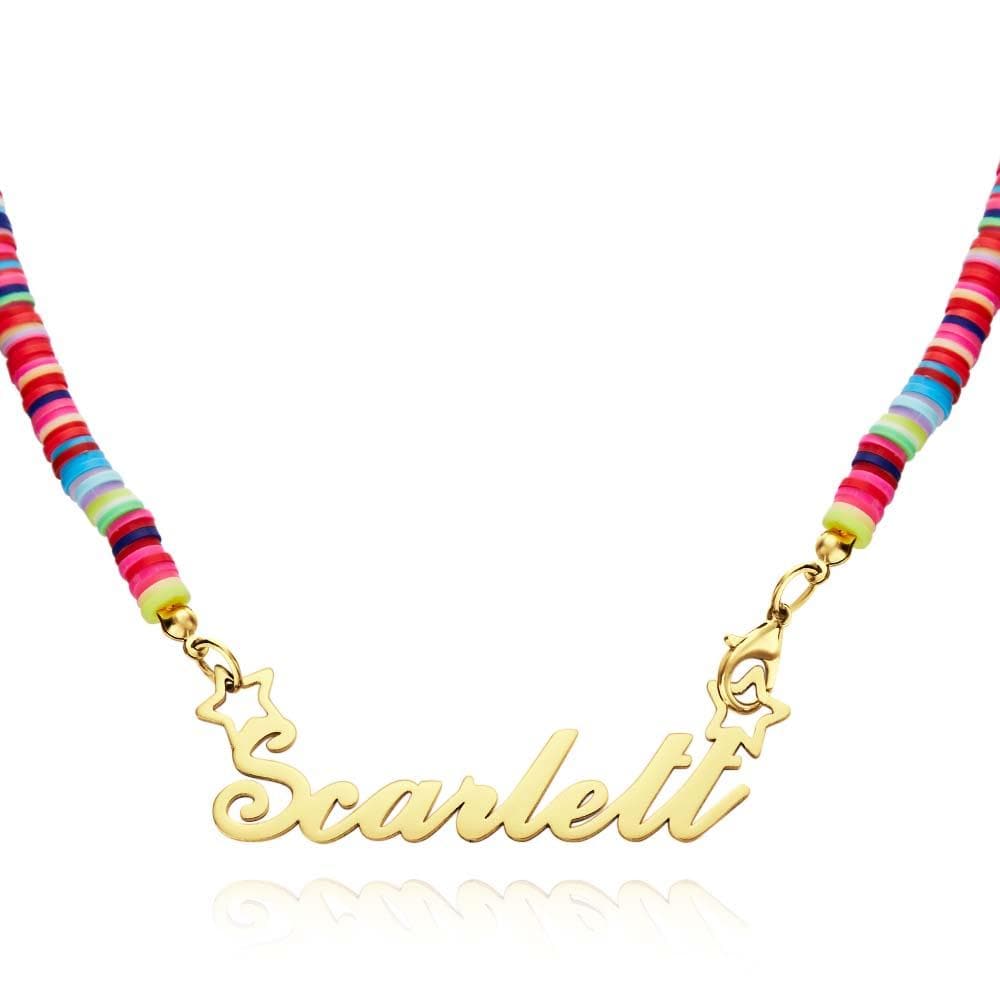 Rainbow Magic Girls Name Necklace Personalized Children Nameplate Necklace Gift