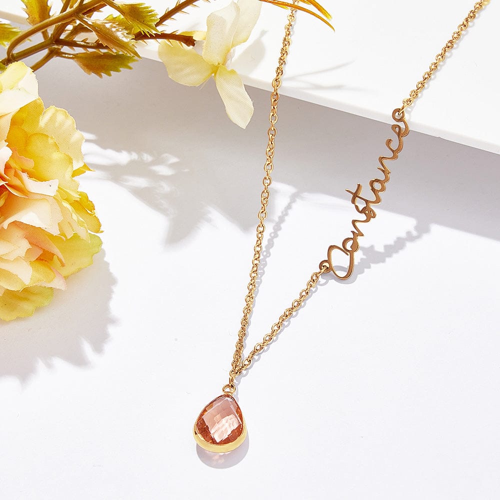 Personalized Birthstone Name Necklace Birthday Anniversary Gifts for Her