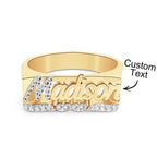 Personalised Hip Hop Name Ring With Double Hearts Initial Ring Jewellery Gift for Men Women