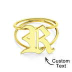 Old English Initial  Gothic Ring  gift Ring  Custom Gift for Husband  Custom Name  Text