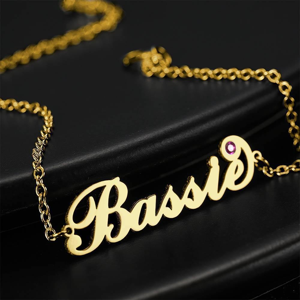 Personalized Name Bracelet with Custom Birthstone - Copper