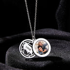 Personalized Photo Engraved Necklace Slidable Global Travel Locket Necklaces