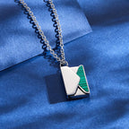 Engraved Envelope Letter Necklace Green Shell Striped Name Necklace