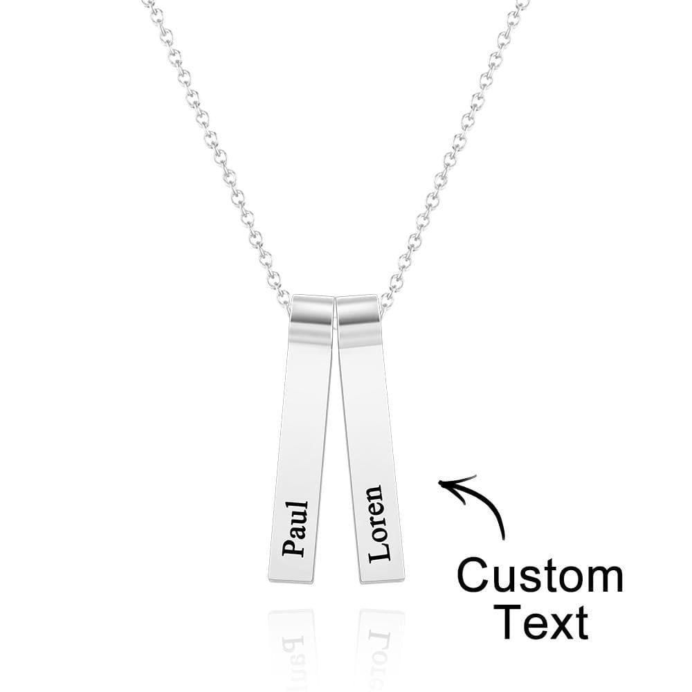 Custom Engraved Vertical 1-5 Names Necklace Stylish Personalized Pendant for Her