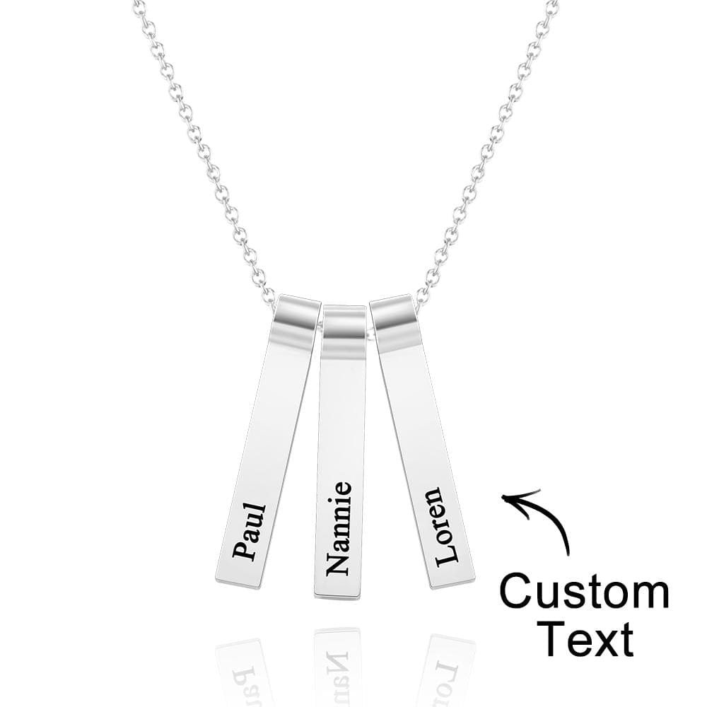 Custom Engraved Vertical 1-5 Names Necklace Stylish Personalized Pendant for Her