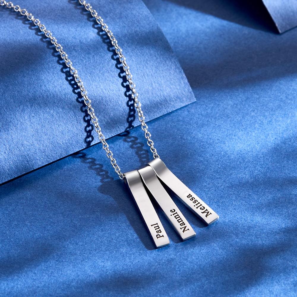 Custom Engraved Vertical 1-5 Names Necklace Stylish Personalized Pendant for Her