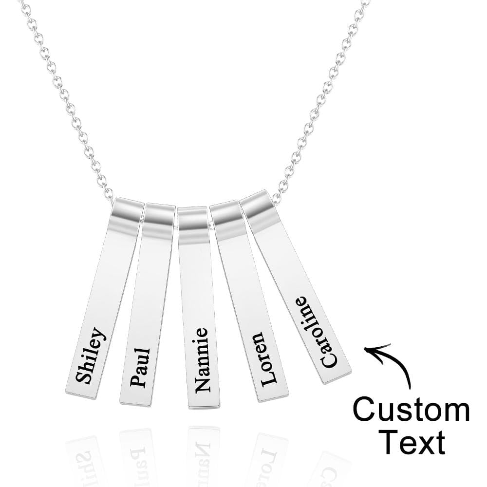 Custom Engraved Vertical 1-5 Names Necklace Stylish Personalized Pendant for Her