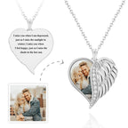 Custom Angel Wings Heart Necklace with Photo and Text