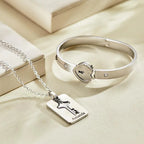 Custom Engraved Concentric Lock Bracelet Key Necklace Couple Gifts