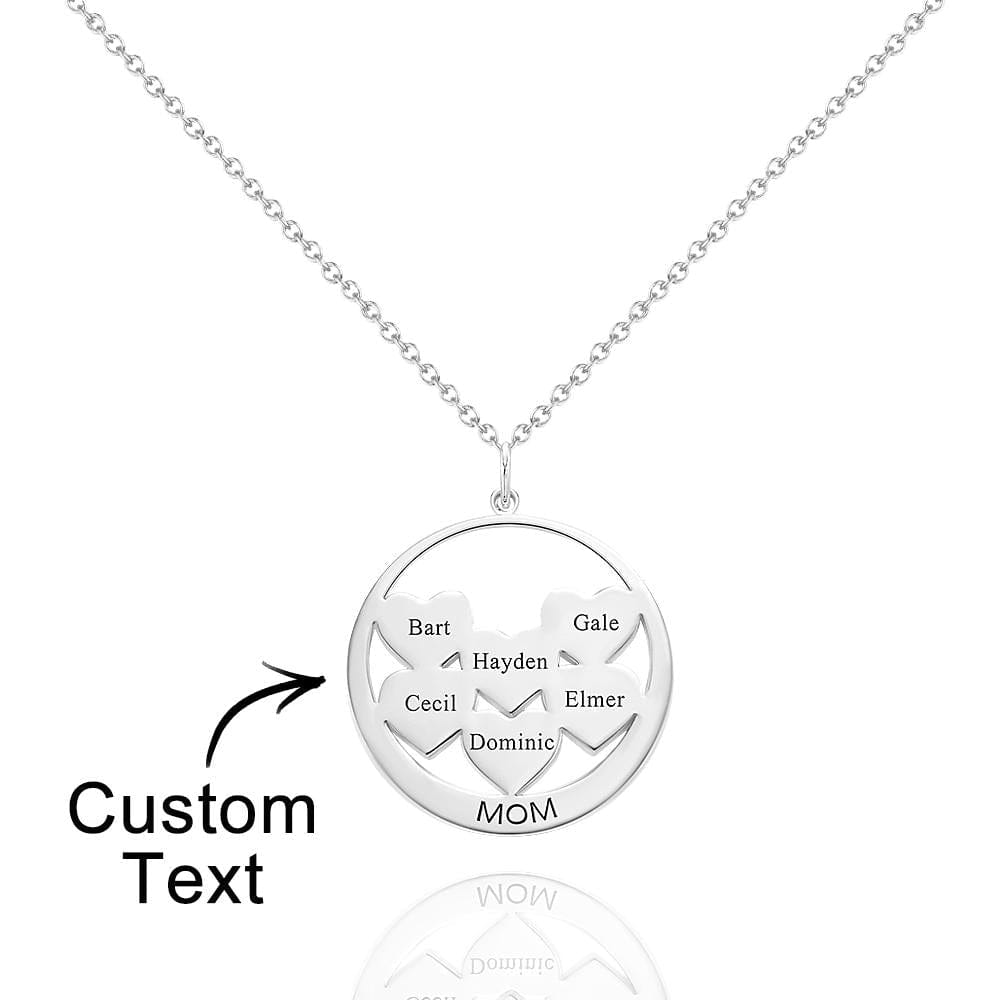 Custom Engraved Necklace Circle Hearts Mom Pendant Necklace Creative Gift