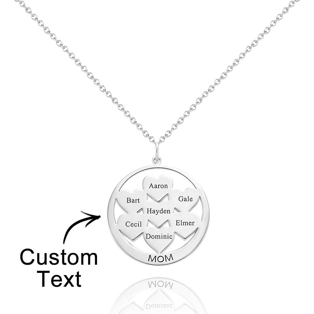 Custom Engraved Necklace Circle Hearts Mom Pendant Necklace Creative Gift