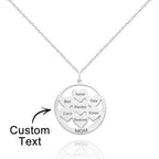 Custom Engraved Necklace Circle Hearts Mom Pendant Necklace Creative Gift