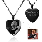 Custom Photo Engraved Necklace Ashes Heart Gifts