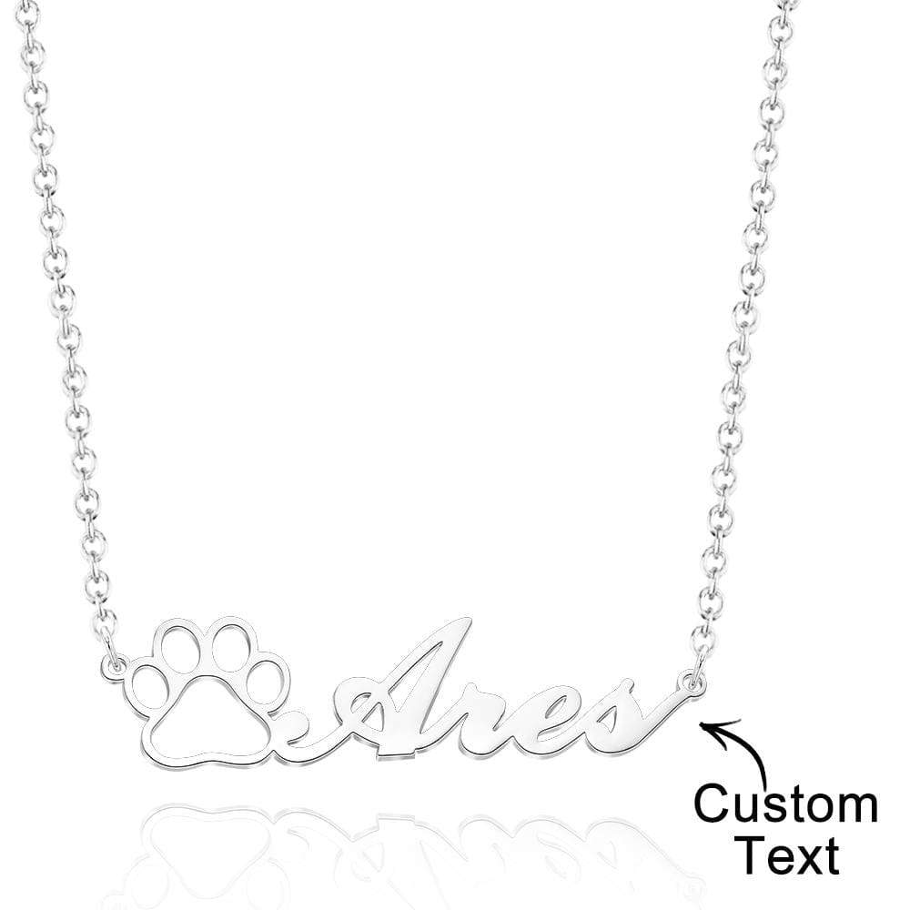 Personalized Pet Paw Print Name Necklace Lovely Animal Paw Necklace Jewelry