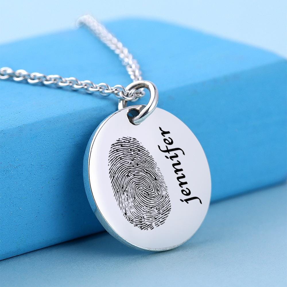 Custom Photo Necklace fingerprint Necklace Engraved Necklace Coin Necklace Gift For Boyfriend