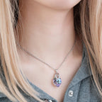 Custom Engraved Necklace Heart Colorful Light Crystal Delicate Gifts