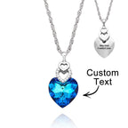 Custom Engraved Necklace Heart Colorful Light Crystal Delicate Gifts