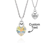 Custom Engraved Necklace Heart Colorful Light Crystal Delicate Gifts