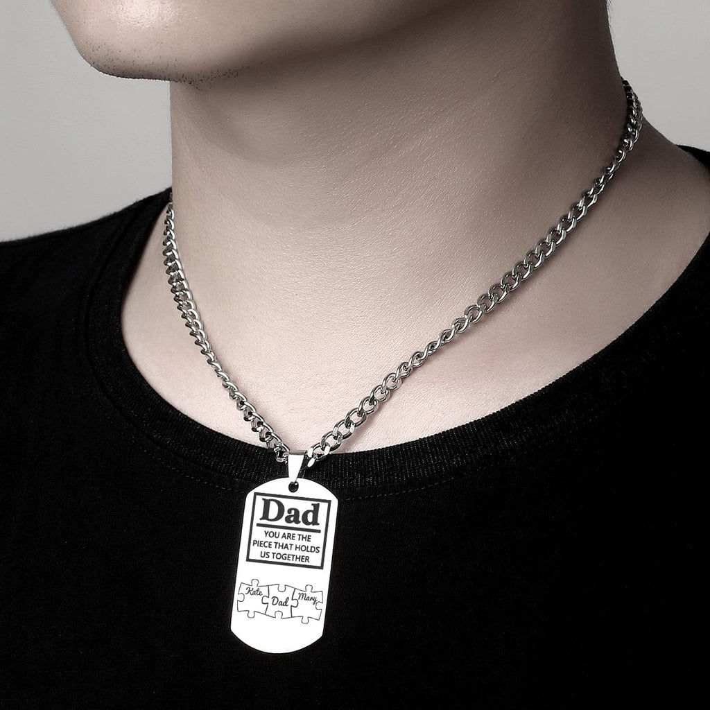 Father's Day Puzzle Gifts Men's Necklace Engraved Necklace You Are The Piece That Holds Us Together