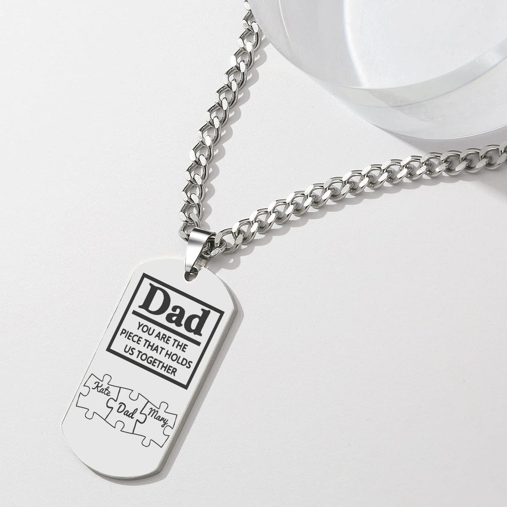Father's Day Puzzle Gifts Men's Necklace Engraved Necklace You Are The Piece That Holds Us Together