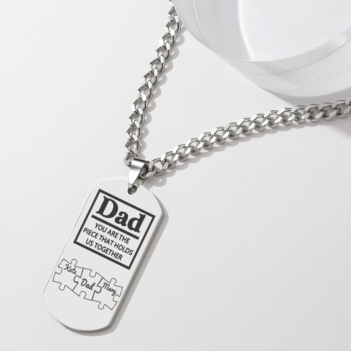 Father's Day Puzzle Gifts Men's Necklace Engraved Necklace You Are The Piece That Holds Us Together