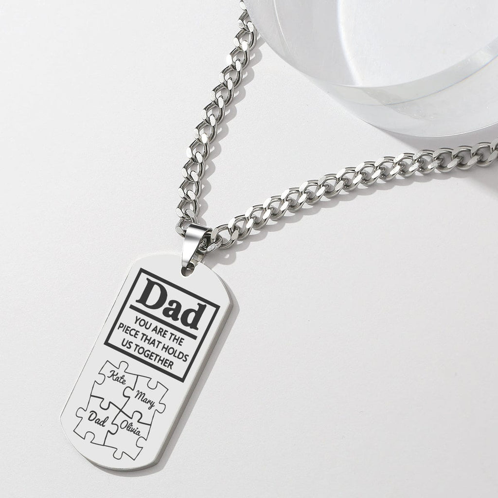 Father's Day Puzzle Gifts Men's Necklace Engraved Necklace You Are The Piece That Holds Us Together