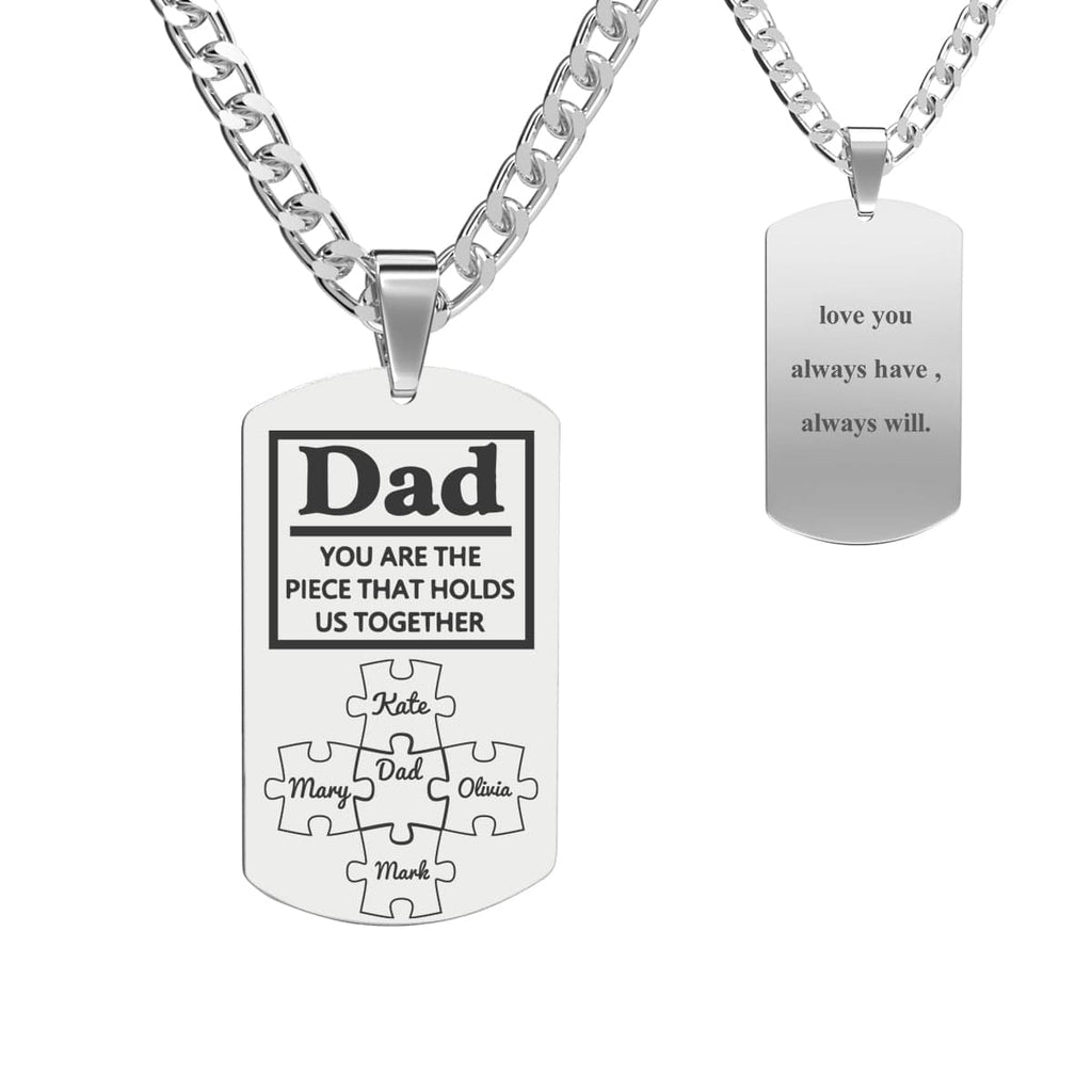 Father's Day Puzzle Gifts Men's Necklace Engraved Necklace You Are The Piece That Holds Us Together