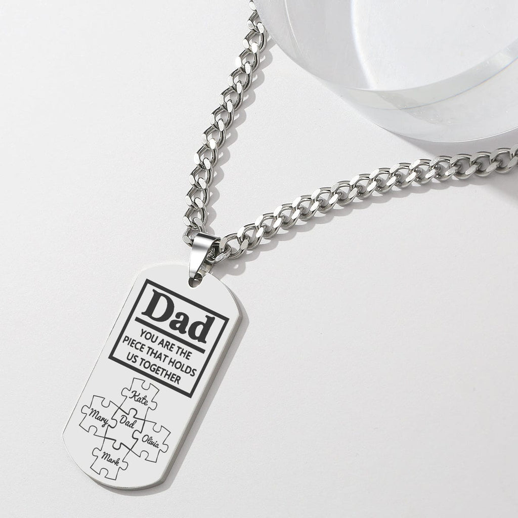Father's Day Puzzle Gifts Men's Necklace Engraved Necklace You Are The Piece That Holds Us Together