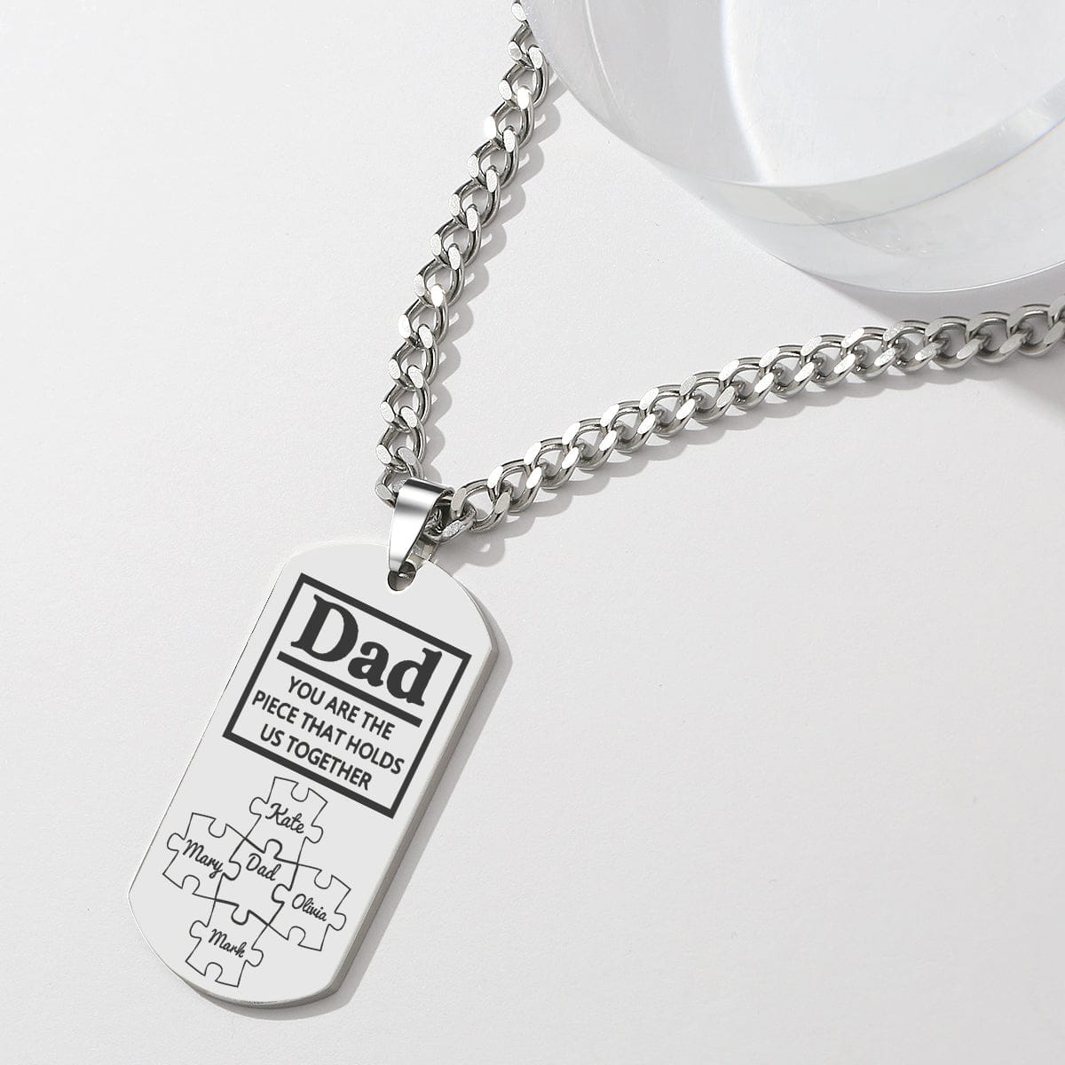 Father's Day Puzzle Gifts Men's Necklace Engraved Necklace You Are The Piece That Holds Us Together