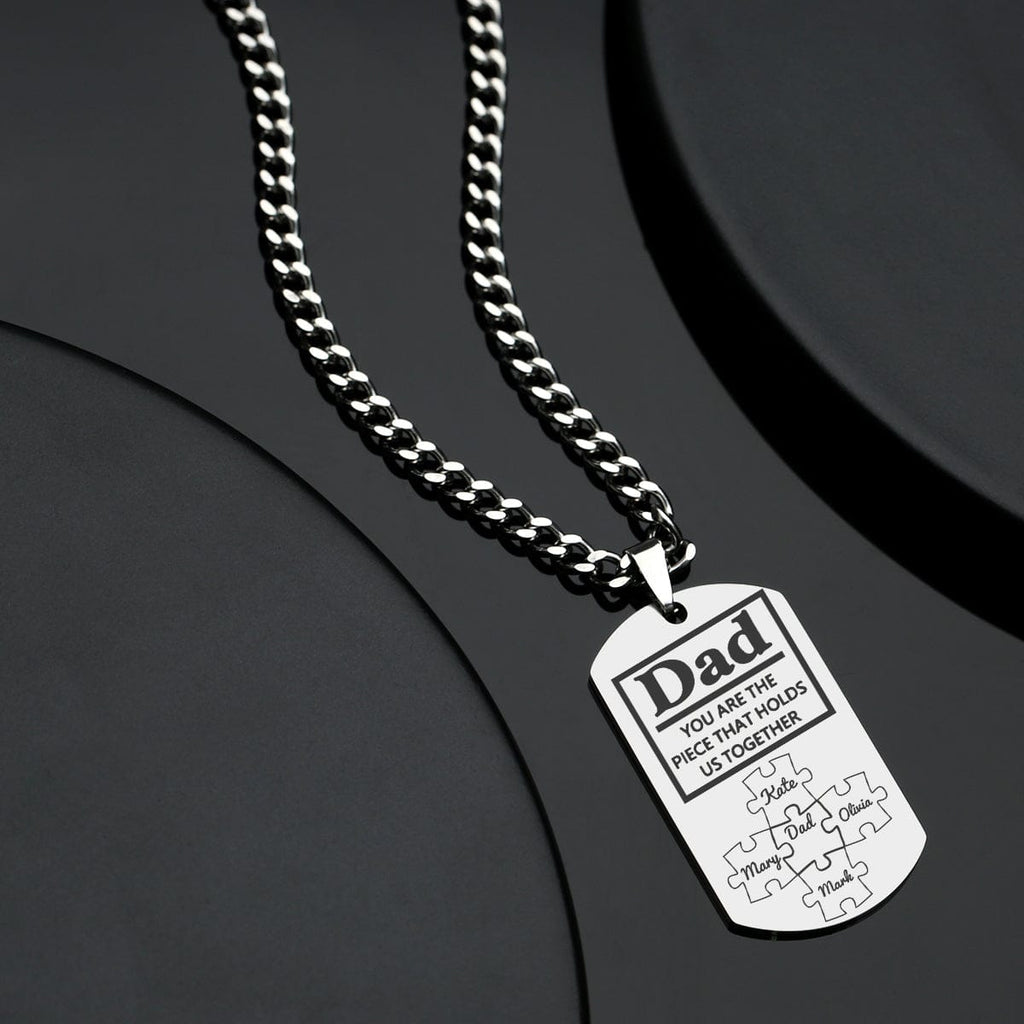 Father's Day Puzzle Gifts Men's Necklace Engraved Necklace You Are The Piece That Holds Us Together