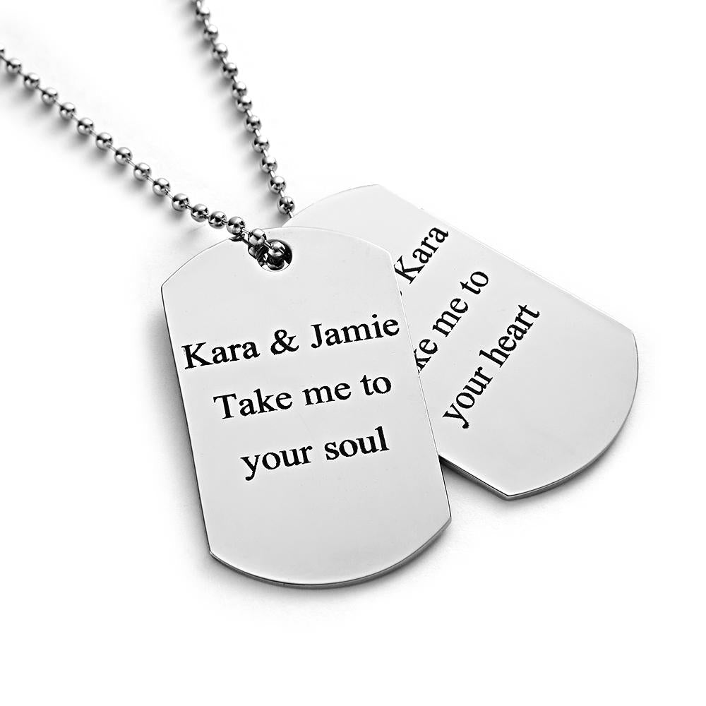 custom double dog tag necklace personalised jewellery men s detail view