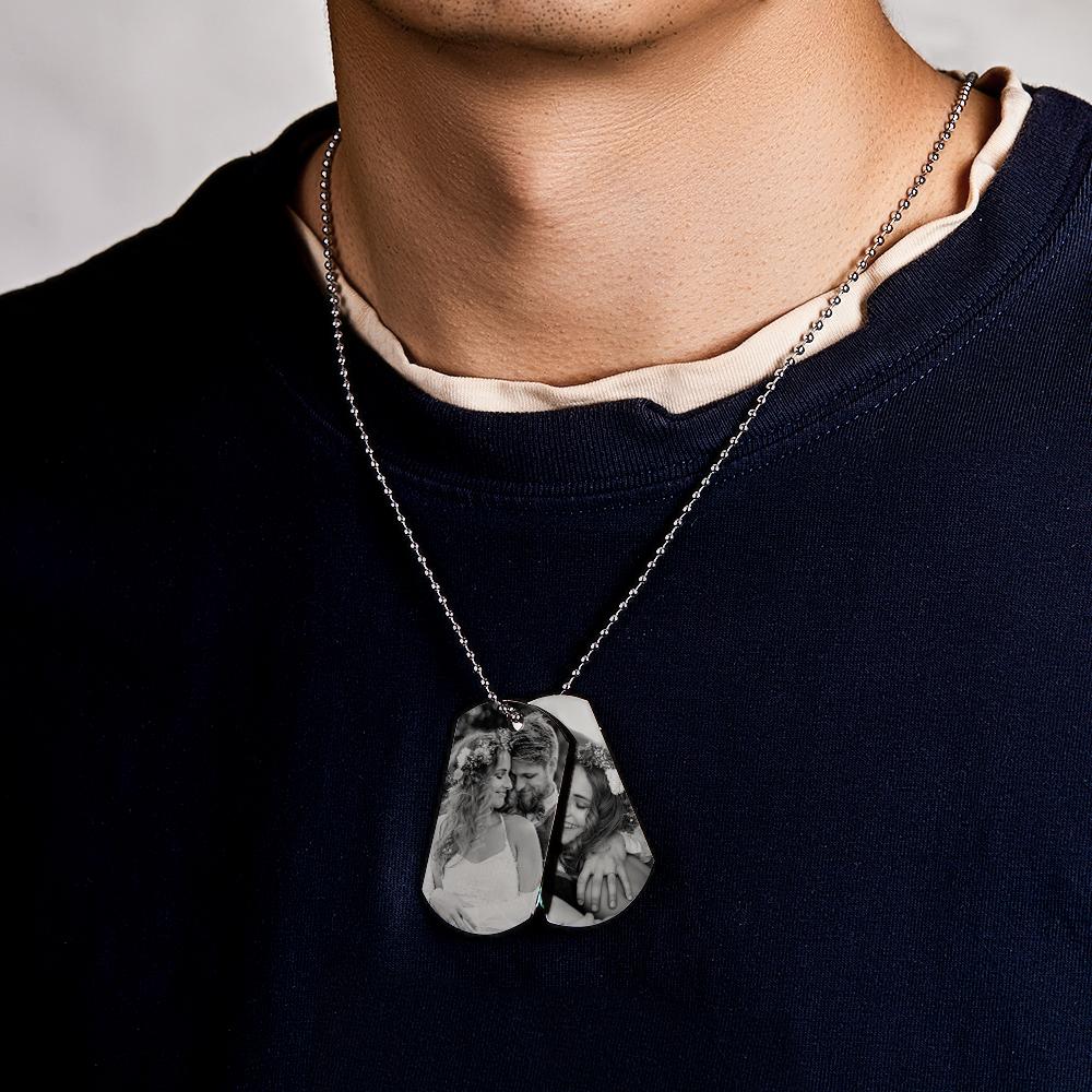 unique double dog tag necklace personalised jewellery men s close up