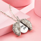 Custom Engraved Text Sunflower Locket Necklace