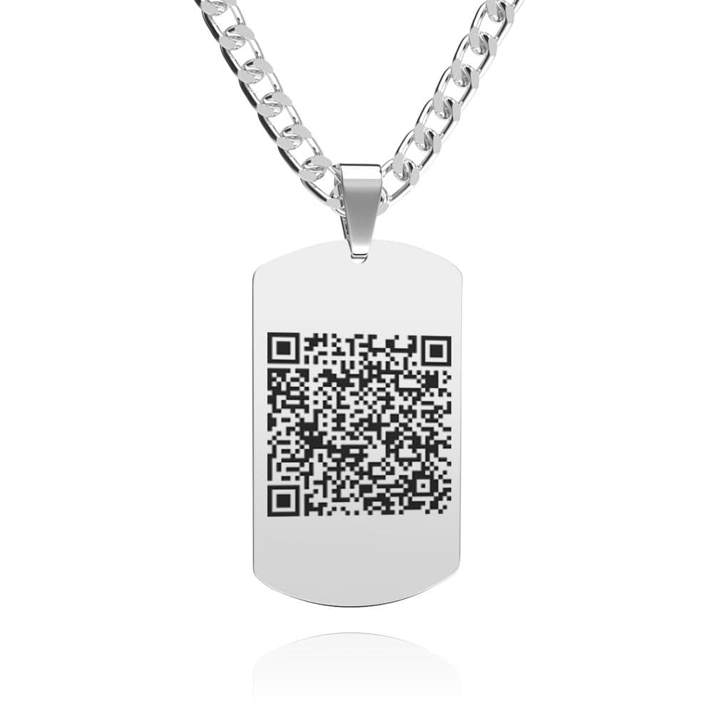 Customized Photo Men's Jewelry Engraved QR Code Necklace