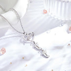 Custom Engraved Name Necklace Love MaMa Heart Baby Feet Charm