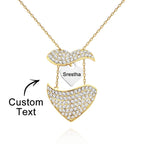 Custom Engraved Openable Message Necklace Heart Shaped Rhinestone Necklace