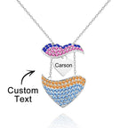Custom Engraved Openable Message Necklace Heart Shaped Rhinestone Necklace