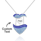 Custom Engraved Openable Message Necklace Heart Shaped Rhinestone Necklace