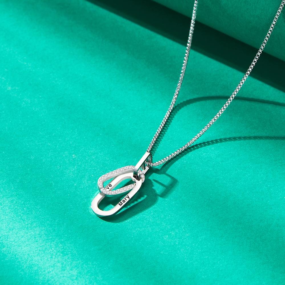 Custom Engraved Necklace Double Ring Necklace Unique Gift for Women