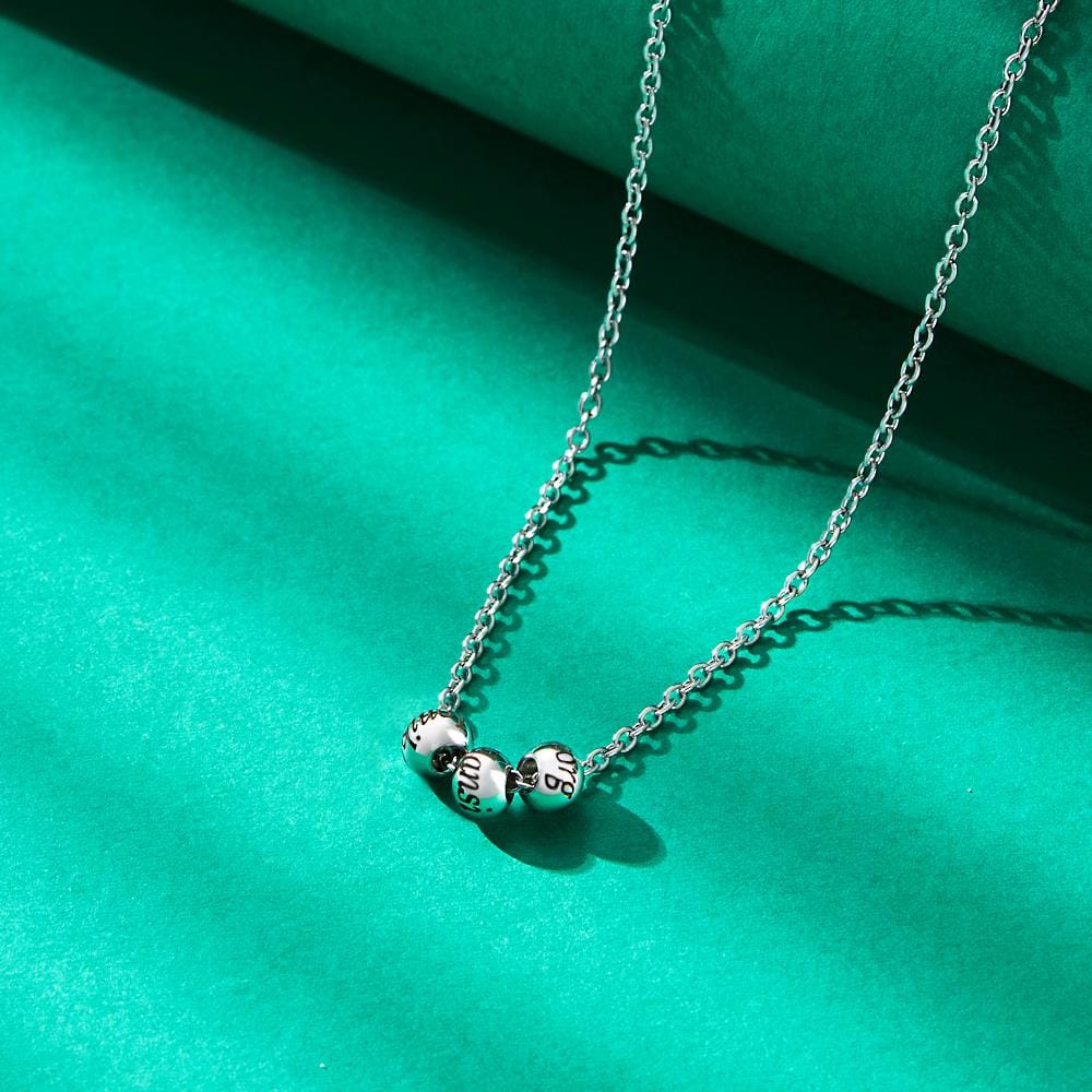 Custom Engraved Necklace Optional Bead Necklace Unique Gift