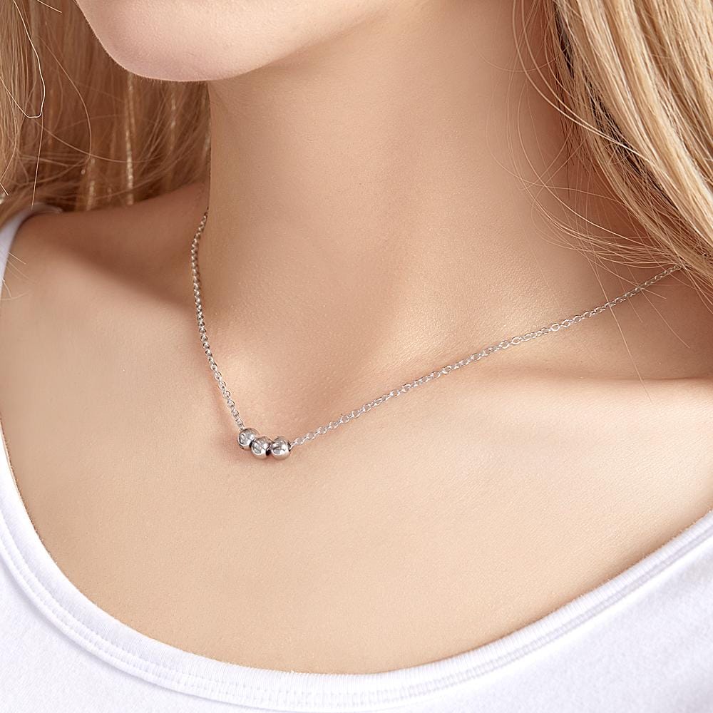 Custom Engraved Necklace Optional Bead Necklace Unique Gift