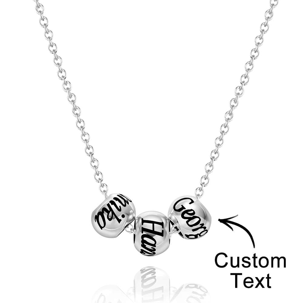 Custom Engraved Necklace Optional Bead Necklace Unique Gift