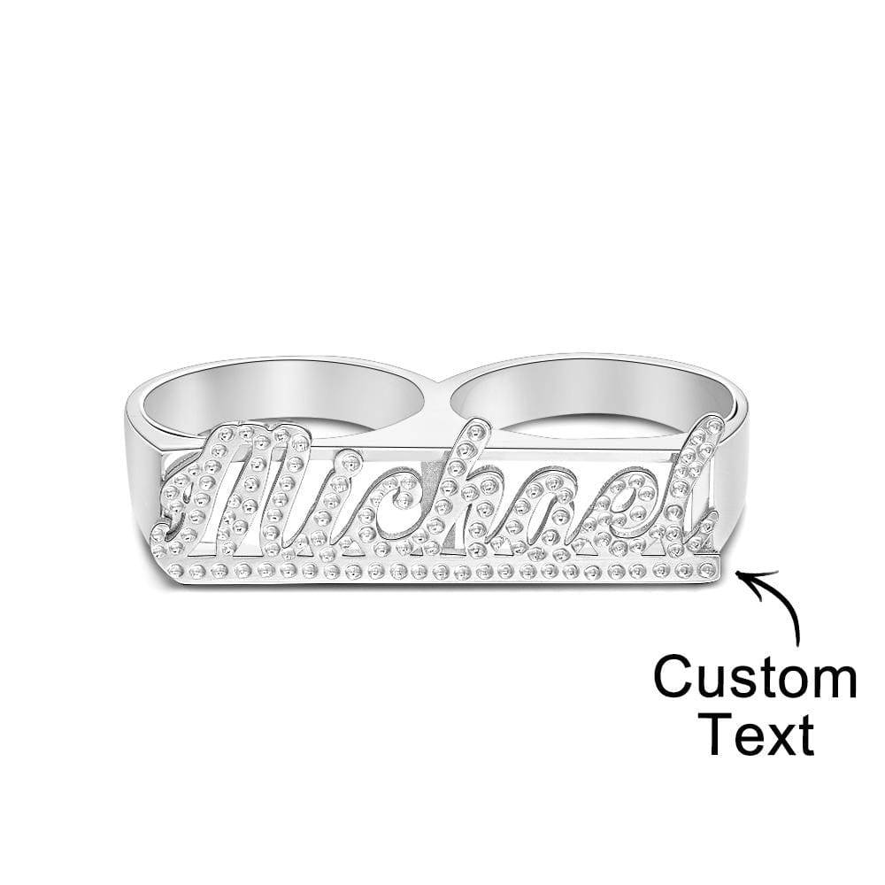 Custom Two Finger Name Ring Personalised Men's Double Band Ring Gift for Him