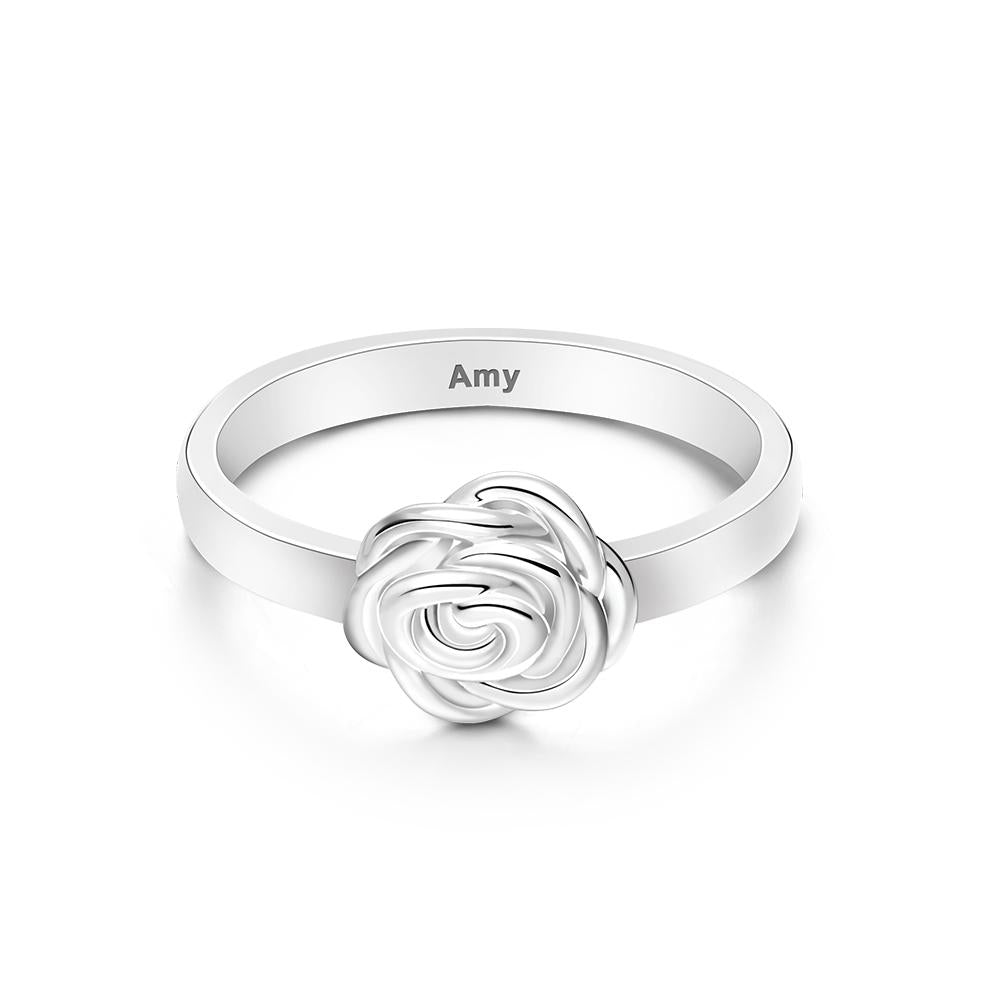 Custom Engraved Name Ring Rose Ring Gift for Women Valentines Gift